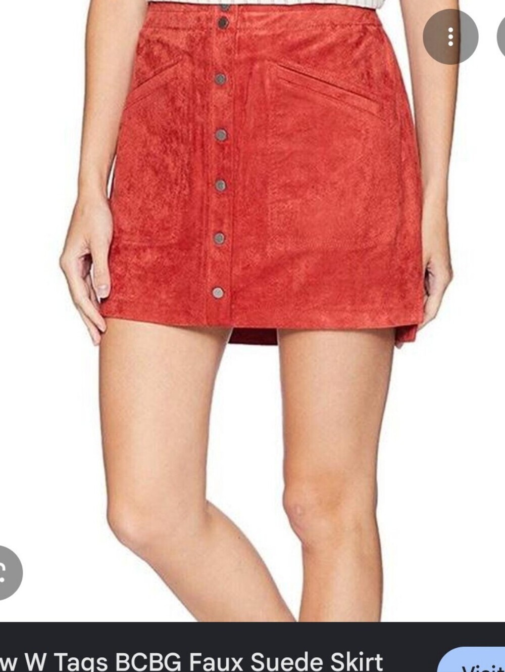 BCBGMaxAzira Red Faux Suede Mora Mini Skirt